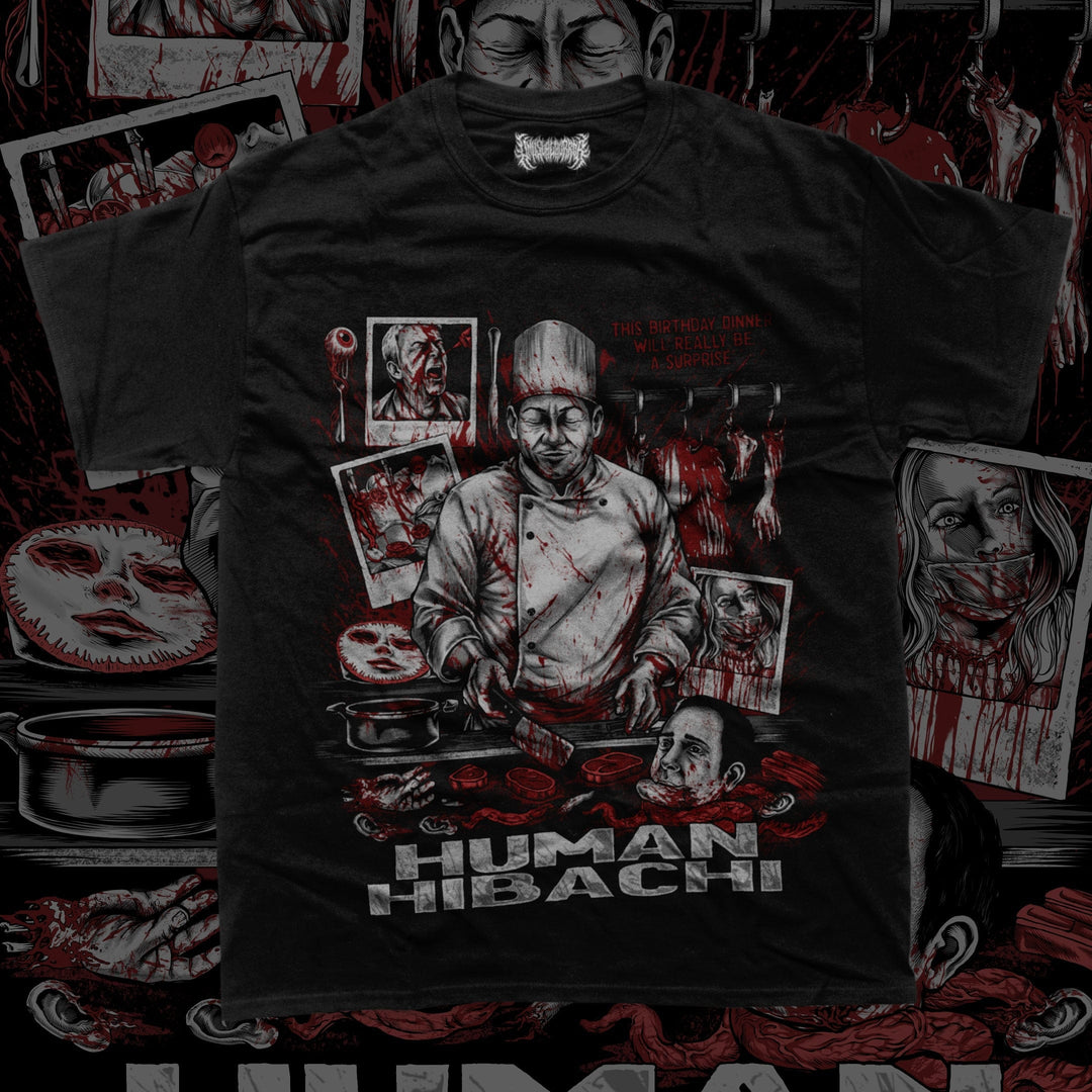 Human Hibachi - Family Butchery - T-Shirt [PREORDER]  -  Unusual Horror